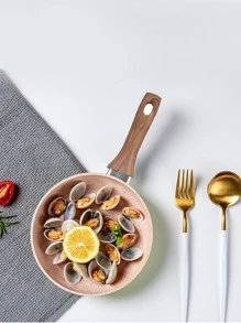 1pc Aluminum Pan, Minimalist Solid Round Frying Pan For Kitchen Seafood Boil