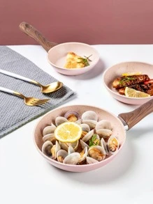 1pc Aluminum Pan, Minimalist Solid Round Frying Pan For Kitchen Seafood Boil