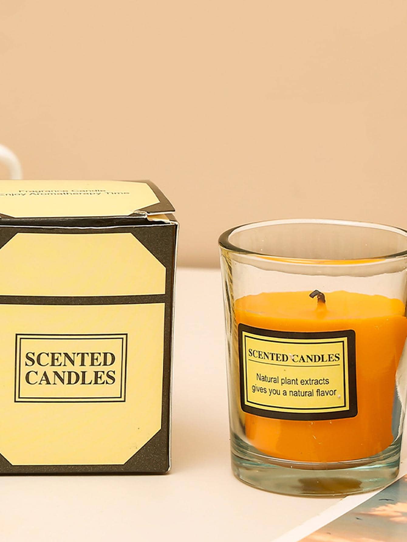 1pc Wax Aromatherapy Candle, Modern Scented Candle For Party - Orange - View 1