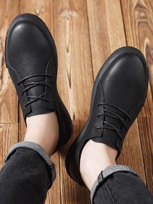 Men Lace Up Front Oxford Shoes, Business Office Dress Shoes - Brown - View 3