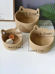 1 cái Giỏ Đựng Đồ Vải, Giỏ Dệt Cho Gia Đình - Màu Khaki - Xem 2