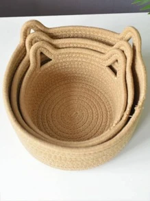 1 cái Giỏ Đựng Đồ Vải, Giỏ Dệt Cho Gia Đình - Màu Khaki - Xem 3