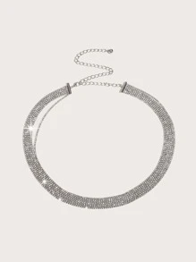 Street 1pc Women's Seven-Layer Rhinestone Chain Decorative Waist Chain, Luxury & Elegant Style For Evening Party Halloween - Silver - View 2
