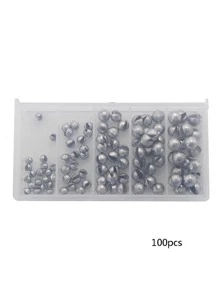 GOTURE 100入組釣魚配重墜優質分叉圓形可拆卸釣魚墜5種尺寸 - 銀色 - 查看 2