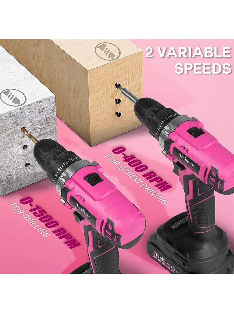 Pink 12V Cordless Drill Set Power Drill Kit With Battery