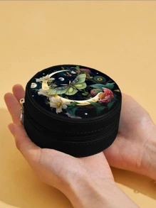 1入組月亮和蝴蝶樣式首飾盒 - 黑色 - 查看 1