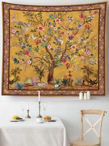 1入組花卉圖案掛毯現代織物掛毯海報壁掛適合臥室美學 - 彩色 - 查看 5