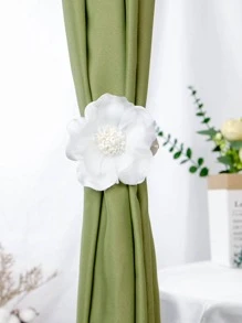 1入組花朵裝飾窗帘扣 - 白色 - 查看 2