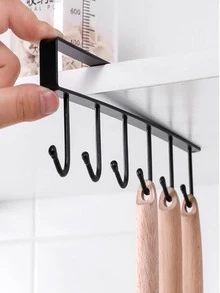 1pc Plain Iron Wall Hook - Black - View 2