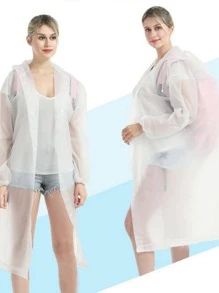 1pc Solid Color Raincoat - Purple - View 2