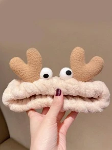 1入组卡通螃蟹設計毛絨沐浴頭帶浴用可愛滌綸面部化妝頭帶 - 紅色 - 查看 3