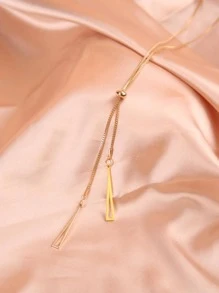 Minimalist Y Lariat Necklace - Yellow Gold - View 5