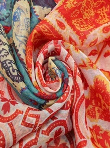 1pc Simple Printed Scarf, Bohemian Colorful Geometric Diamond Print Neck Wrap For Spring & Summer, Sunscreen Silk Scarf With Smooth Texture Bandana,Hair Band,Head Band Ideal For Dressing Up Your Look Winter Fall - Multicolor - View 3