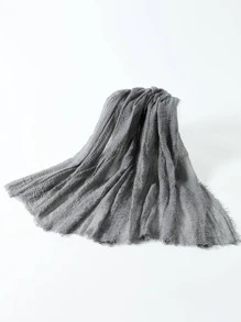 1條純色生邊圍巾，戶外防曬，適用於日常休閒生活 - 深灰色 - 查看 3