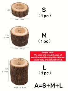1 pieza Candelabro madera Vela moderno madera diseño para casa - Marrón - Ver 4
