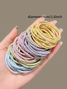 50pcs Random Assorted Women's Hair Ties, Macaron Color, Simple High Elasticity Hair Bands, Daily Ponytail Holder, Women's Hair Accessories - Multicolor - View 3