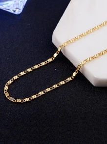 1入組極簡鏈條樣式項鍊銅首飾類 - 金黃色 - 查看 4