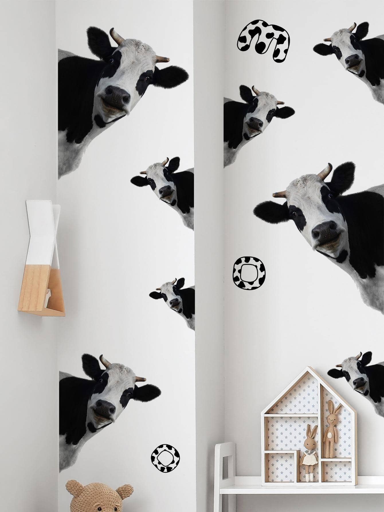 1 pieza Pegatina de pared con patrón de vaca - Multicolor - Ver 1
