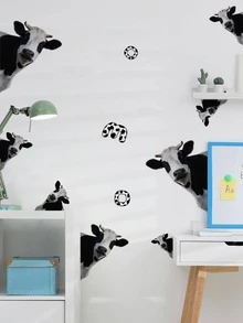 1 pieza Pegatina de pared con patrón de vaca - Multicolor - Ver 4