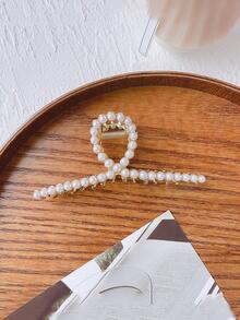 1pc Women Faux Pearl Decor Elegant Hair Claw For Hair Decoration - White - View 3