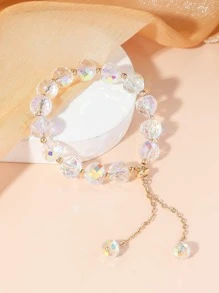 Vòng tay đính cườm trang trí pha lê - trắng - Xem 8