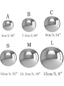 1pc Ball Design Garden Decoration Craft, Minimalist Plain Decoration Object For Home - Silver - View 3