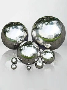 1pc Ball Design Garden Decoration Craft, Minimalist Plain Decoration Object For Home - Silver - View 7