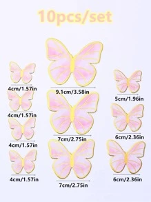 10入組/套紙蛋糕上衣現代蝴蝶設計蛋糕裝飾適合派對 - 粉色 - 查看 6