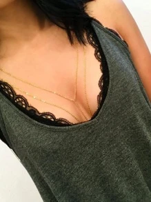 1pc Fashionable Zinc Alloy Minimalist Body Chain For Women For Daily Decoration