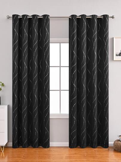 金屬質感圖案1片遮光窗簾