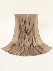 1條女式素色休閒圍巾適合日常生活 - 卡其色 - 查看 4