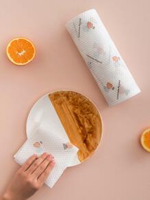 1roll Non-woven Fabric Cleaning Cloth, Cartoon Graphic Absorbent Cleaning Rag For Kitchen - Multicolor - View 5