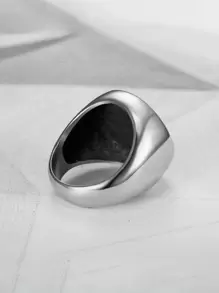 MONALLY 1pc Fashionable Stainless Steel Tree & Round Decor Ring For Men For Party Decoration, For Jewelry Gift And Party