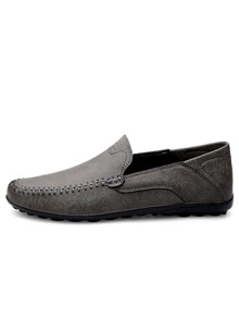 Giày Lười Lái Xe Thời Trang Cho Nam, Giày Đế Slip-on Họa Tiết - Xám - Xem 2