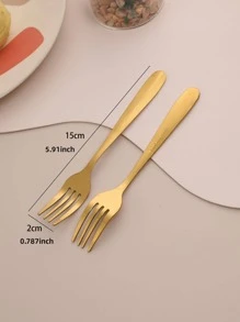 6件不锈钢叉子圣诞礼物 - 金色 - 查看 7