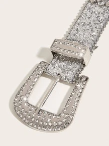 1pc Women's Rhinestone Butterfly Buckle Belt, Suitable For Parties, Gatherings And Daily Use Halloween - Silver - View 4