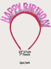 1pc Slogan Decor Party Headband - Hot Pink - View 3