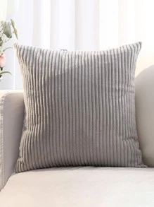 1pc Solid Cushion Cover Without Filler, Minimalist Polyester Decorative Throw Pillow Case For Living Room, Home Decor - Light Grey - View 3