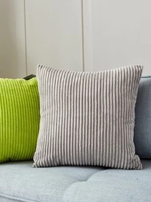 1pc Solid Cushion Cover Without Filler, Minimalist Polyester Decorative Throw Pillow Case For Living Room, Home Decor - Light Grey - View 5