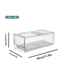1pc Plastic Transparent Drawer-Style Refrigerator Storage Box With Drainage Tray, Suitable For Refrigerator, Kitchen, Pantry - Clear - View 8