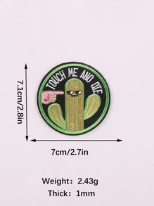 3入組仙人掌刺繡圓形設計熨燙貼片 - 彩色 - 查看 5