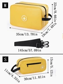 Waterproof Travel Cosmetic Bag With Dividers And Handle - Large Capacity Makeup Toiletry Bag For Women - Multifunctional Storage Bag With PU Leather Material - Yellow - View 6