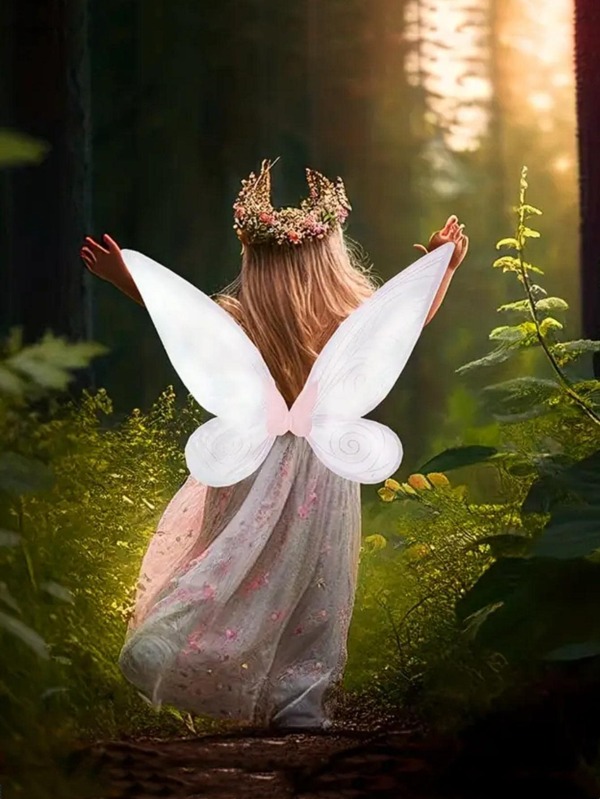 1pc Fairy Wings Dress Up Sparkling Sheer Wings Girls Butterfly Fairy