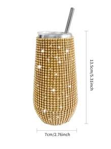1 pieza Vaso con diseño de diamante de imitación de paja - Dorado - Ver 2