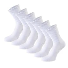 6pairs Men Solid Casual Crew Socks, For Daily Life - White - View 1