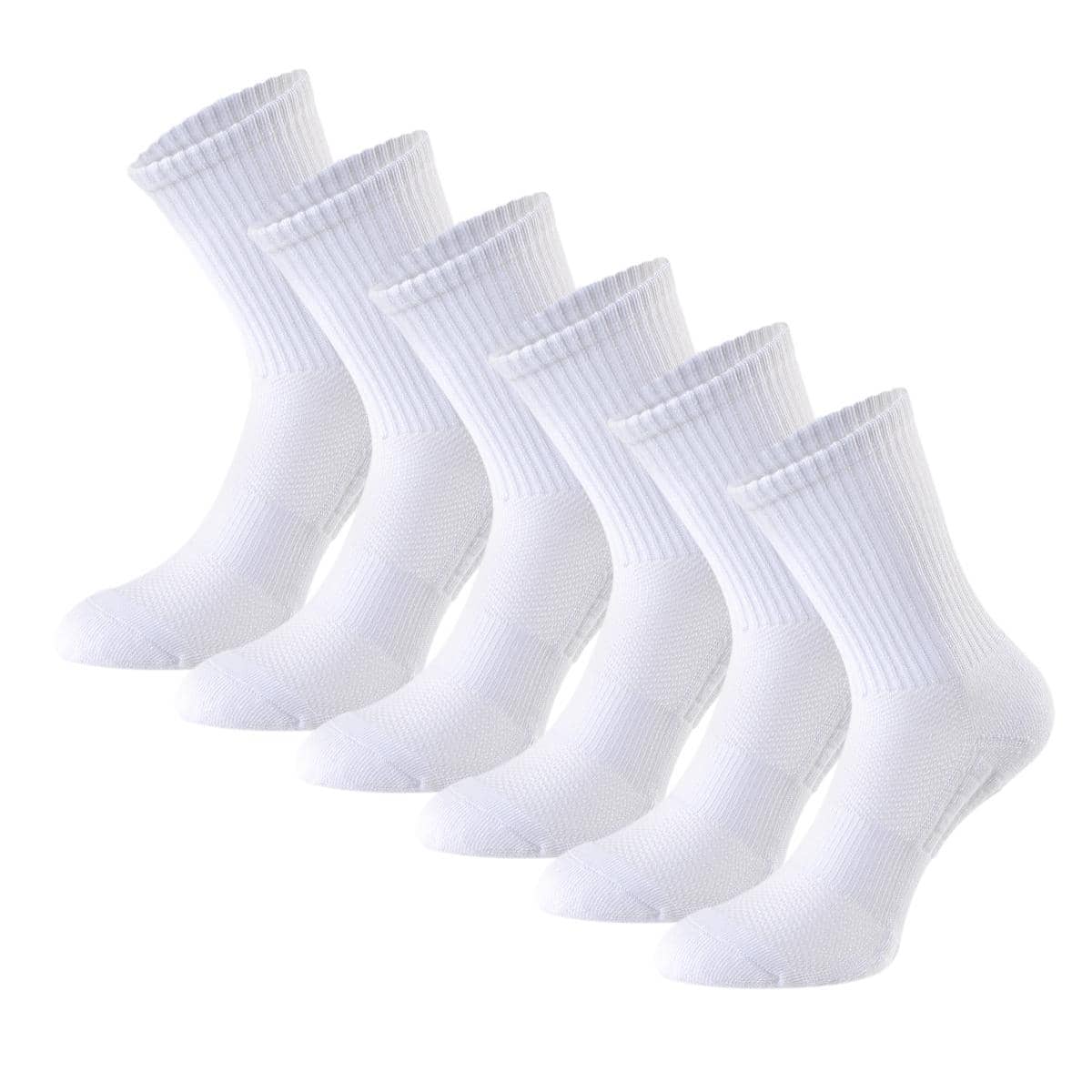 6pairs Men Solid Casual Crew Socks, For Daily Life - White - View 1