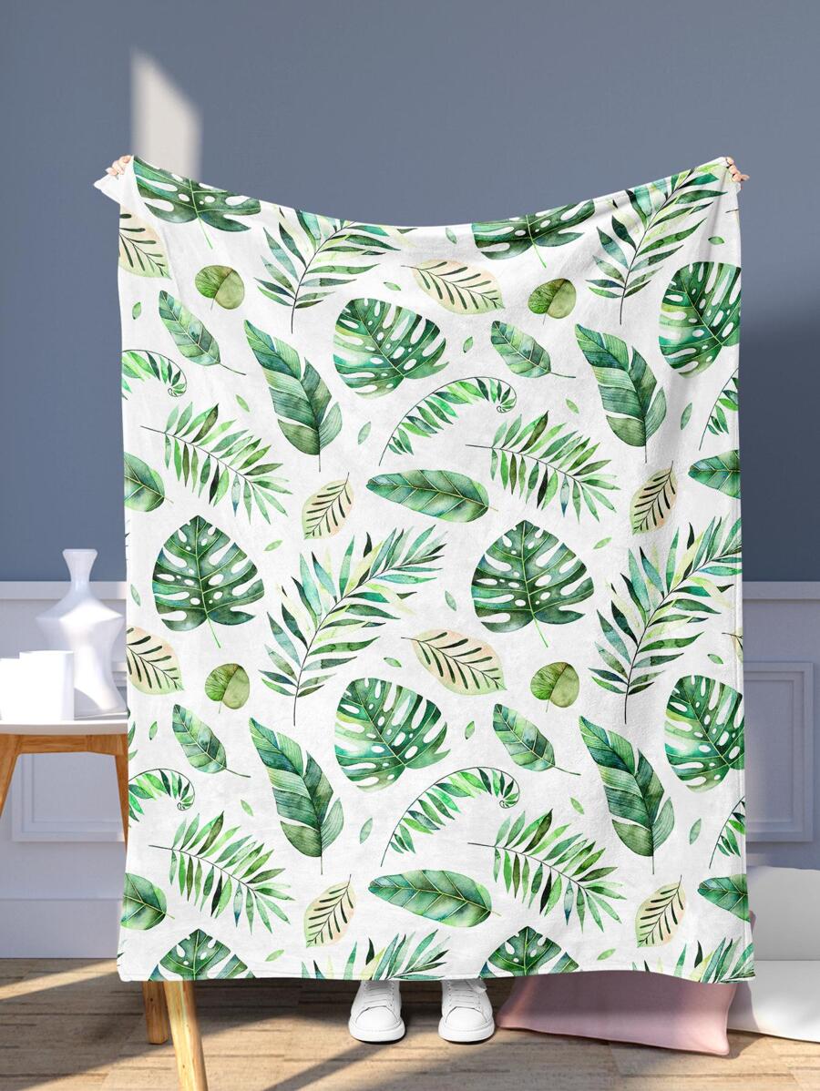 1 Chiếc Chăn Họa Tiết Lá Nhiệt Đới, Chất Liệu Vải Hiện Đại Mềm Mại & Chăn Ấm Áp Cho Phòng Khách & Phòng Ngủ, trang Trí Nhà Cửa - Nhiều màu - Xem 1