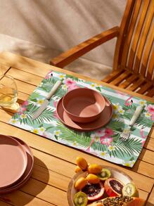 1入組火烈鳥和熱帶印花滌綸桌墊適用於家庭 - 彩色 - 查看 3