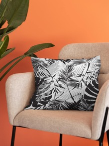 1pc Leaf Pattern Cushion Cover Without Filler, Modern Flannelette Decorative Throw Pillow Case For Living Room, Home Decor