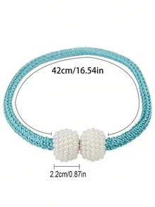 1pc Bead Design Curtain Holdback, Minimalist Polyester Curtain Buckle For Home - Gold - View 10